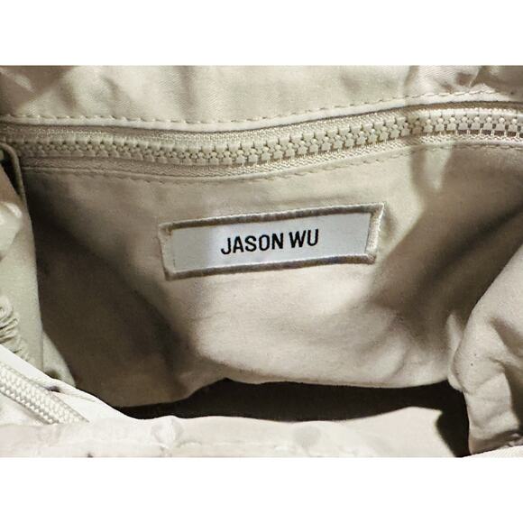 Jason Wu Puffer Nylon Drawstring Bucket Bag Beige Removable Adjustable Strap - Picture 10 of 16